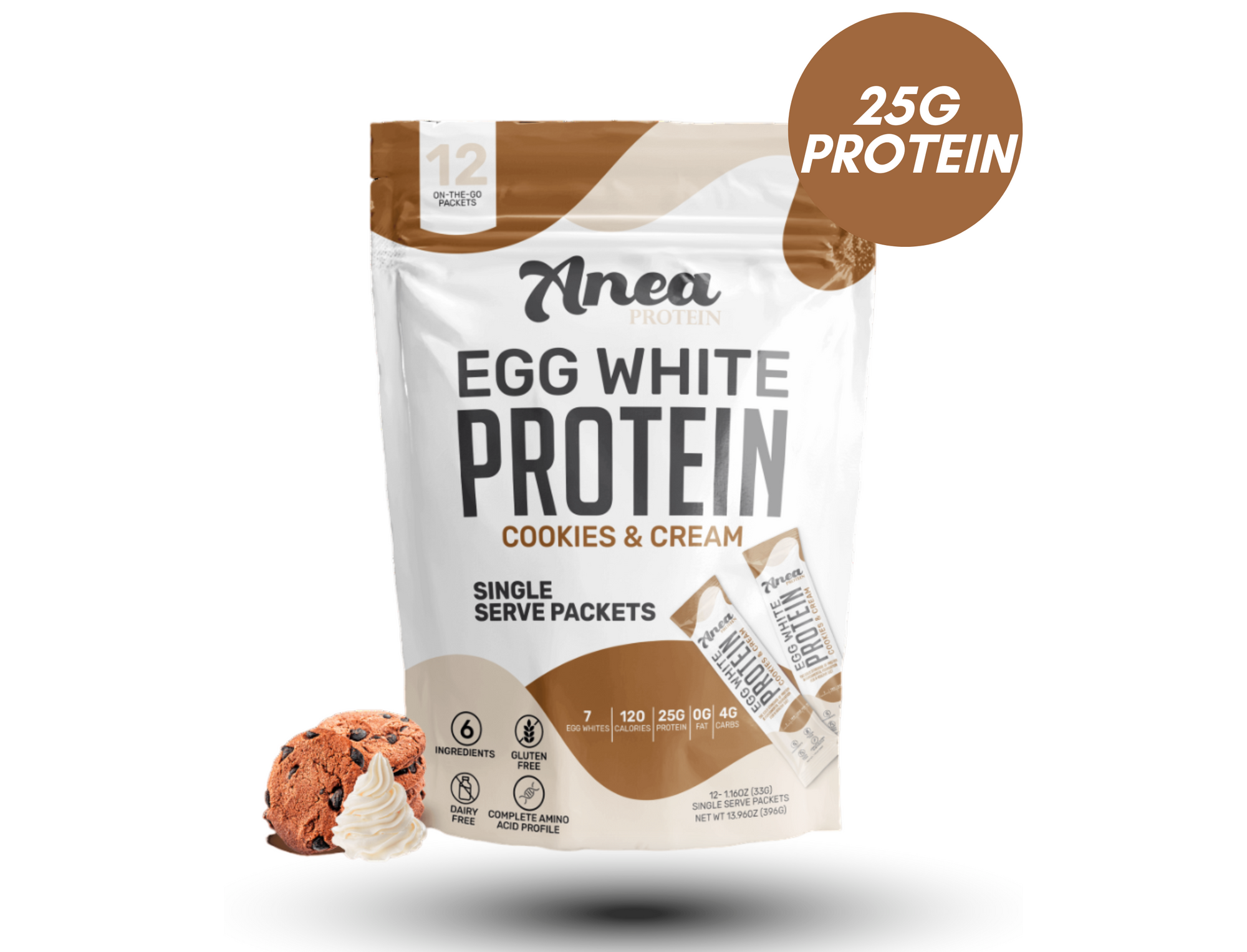 Cookies & Cream Egg White Protein Powder - Single Serves
