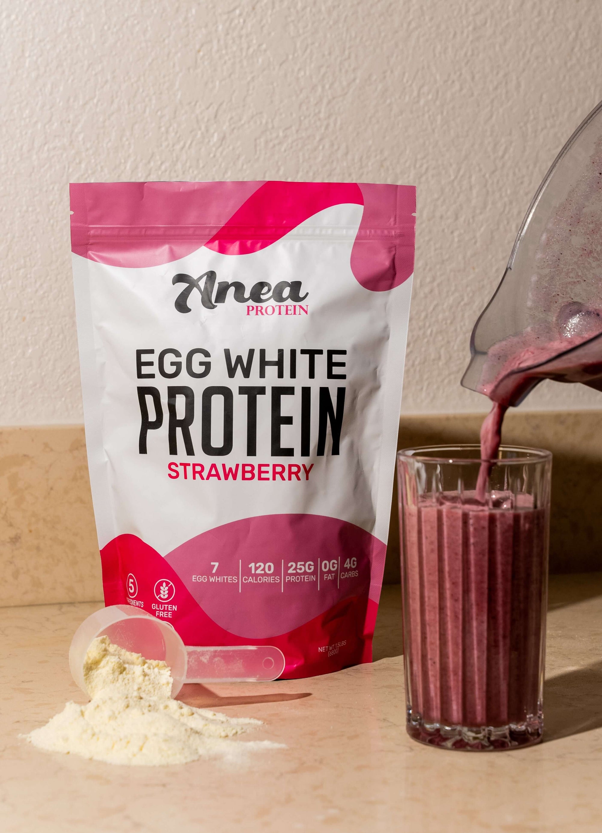 Anea Protein Strawberry Egg White Powder